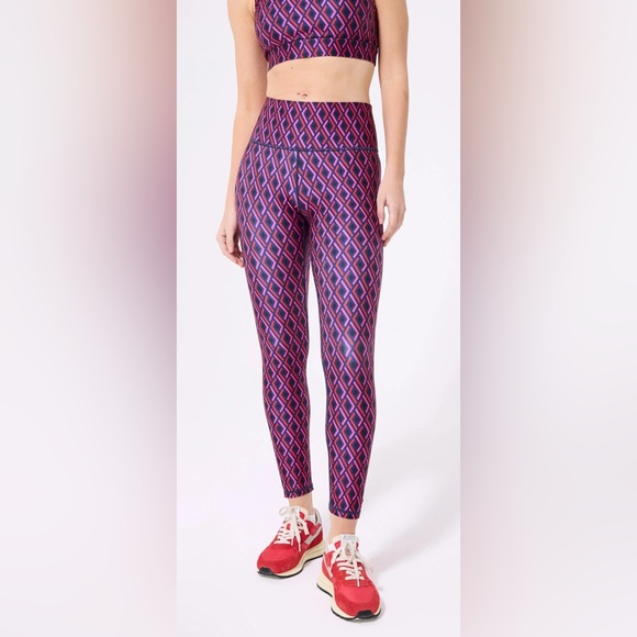 HI-SHINE LEGGINGS IN NAVY PINK GEO - S - Picture 1 of 9